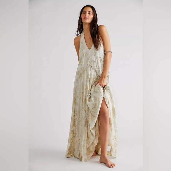 Free People Dresses & Skirts - New Free People Holding On Convertible Maxi Dress Metallic Size Small